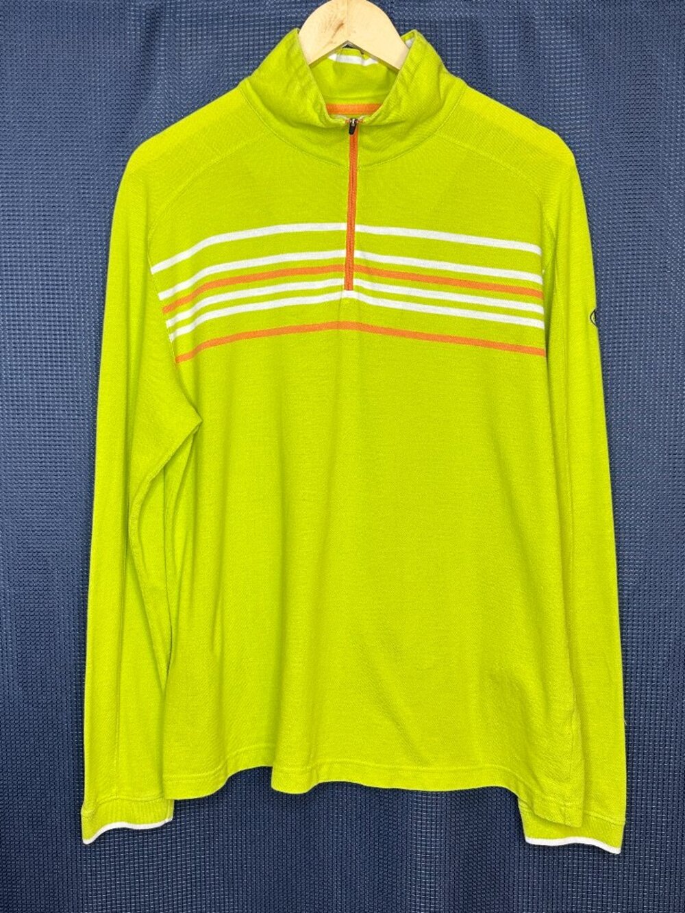 Aigle Men’s 1/4 Zip Textured Striped Pullover, Large Gorpcore Outdoor Y2K Preppy